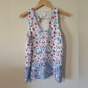 Adrienne Vittadini Blue and Pink Floral Blouse